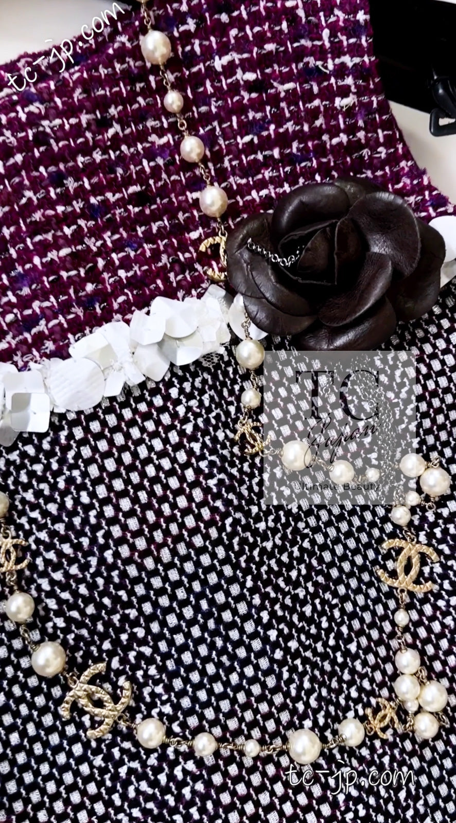 CHANEL 09S Purple Cotton Sequin Trim Wool Tweed Dress 38 シャネル パープル コットン スパンコール トリム ウール ツイード ワンピース 即発