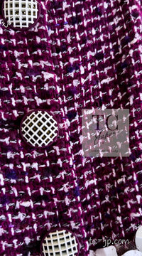 CHANEL 09S Purple Cotton Sequin Trim Wool Tweed Dress 38 シャネル パープル コットン スパンコール トリム ウール ツイード ワンピース 即発