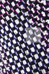 CHANEL 09S Purple Cotton Sequin Trim Wool Tweed Dress 38 シャネル パープル コットン スパンコール トリム ウール ツイード ワンピース 即発
