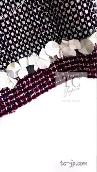 CHANEL 09S Purple Cotton Sequin Trim Wool Tweed Dress 38 シャネル パープル コットン スパンコール トリム ウール ツイード ワンピース 即発