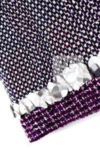 CHANEL 09S Purple Cotton Sequin Trim Wool Tweed Dress 38 シャネル パープル コットン スパンコール トリム ウール ツイード ワンピース 即発