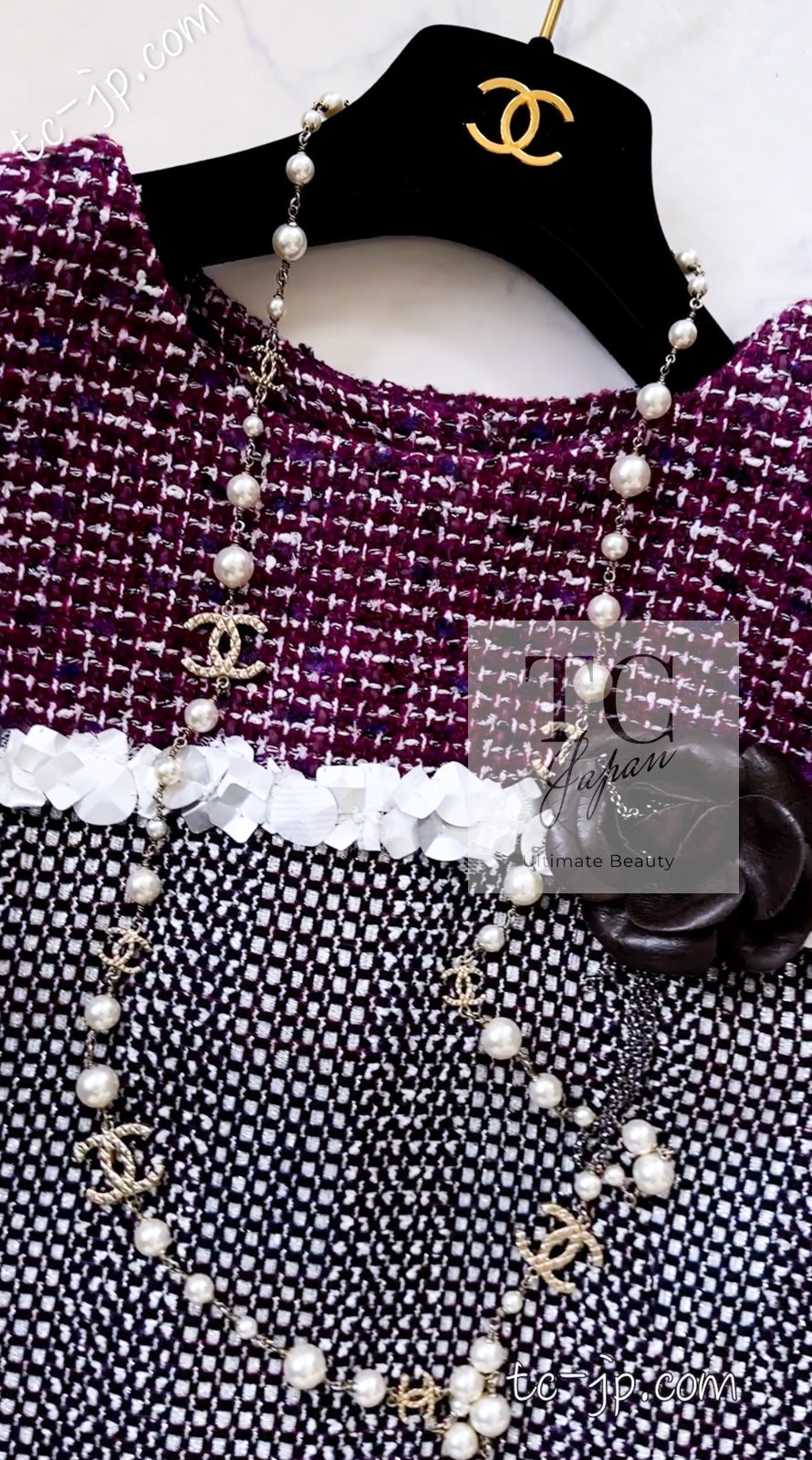 CHANEL 09S Purple Cotton Sequin Trim Wool Tweed Dress 38 シャネル パープル コットン スパンコール トリム ウール ツイード ワンピース 即発