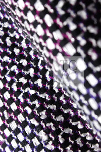 CHANEL 09S Purple Cotton Sequin Trim Wool Tweed Dress 38 シャネル パープル コットン スパンコール トリム ウール ツイード ワンピース 即発