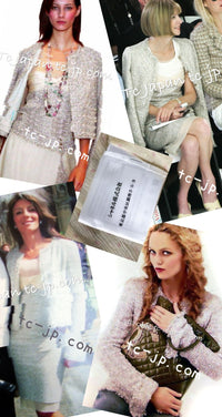 CHANEL 05S Beige Gold Silver Metallic Tweed Jacket Skirt Suit 44 46 シャネル ベージュ ゴールド メタリック ルサージュ ツイード ジャケット スカート スーツ 即発