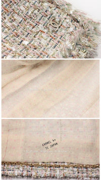 CHANEL 05S Beige Gold Silver Metallic Tweed Jacket Skirt Suit 44 46 シャネル ベージュ ゴールド メタリック ルサージュ ツイード ジャケット スカート スーツ 即発