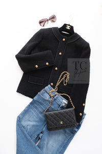CHANEL Vintage Black Lion Buttons Tweed Jacket Skirt Suit 36 38 シャネル ヴィンテージ ブラック ライオンボタン ツイード ジャケット スカート スーツ 即発