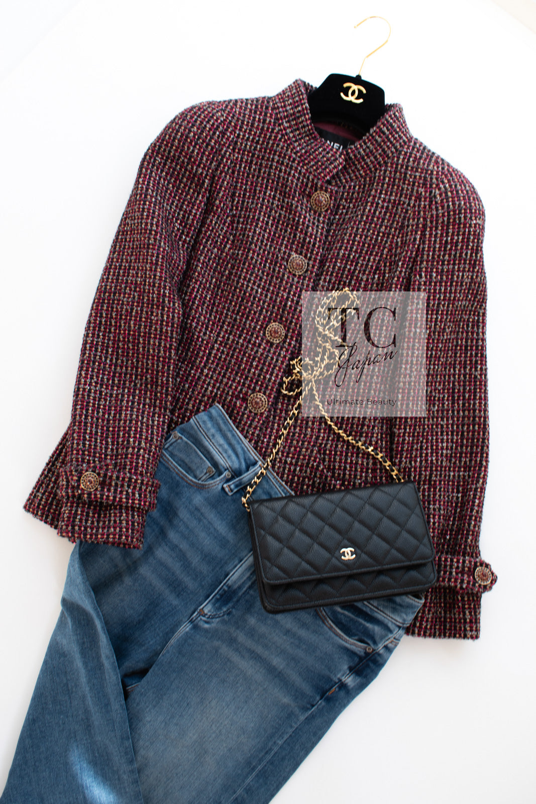 CHANEL 12PF Burgundy Wine Red Griopix Jacket Skirt Suit 34 シャネル バーガンディー ワイン レッド グリポア宝石ボタン ジャケット スカート スーツ 即発
