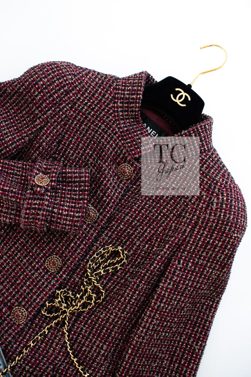 CHANEL 12PF Burgundy Wine Red Griopix Jacket Skirt Suit 34 シャネル バーガンディー ワイン レッド グリポア宝石ボタン ジャケット スカート スーツ 即発