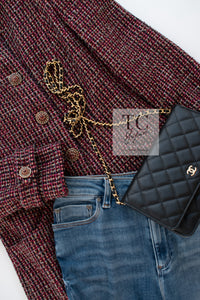 CHANEL 12PF Burgundy Wine Red Griopix Jacket Skirt Suit 34 シャネル バーガンディー ワイン レッド グリポア宝石ボタン ジャケット スカート スーツ 即発