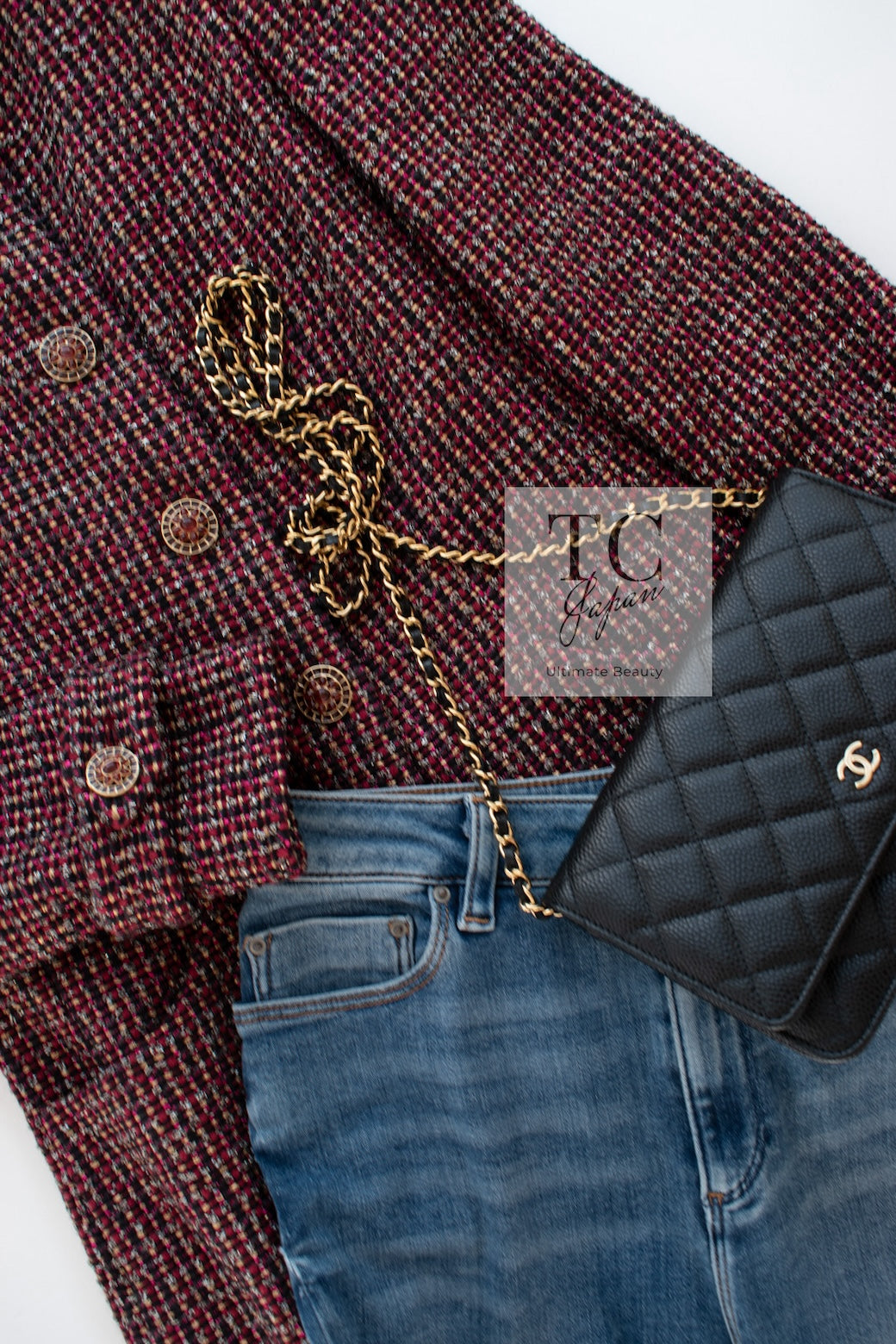 CHANEL 12PF Burgundy Wine Red Griopix Jacket Skirt Suit 34 シャネル バーガンディー ワイン レッド グリポア宝石ボタン ジャケット スカート スーツ 即発