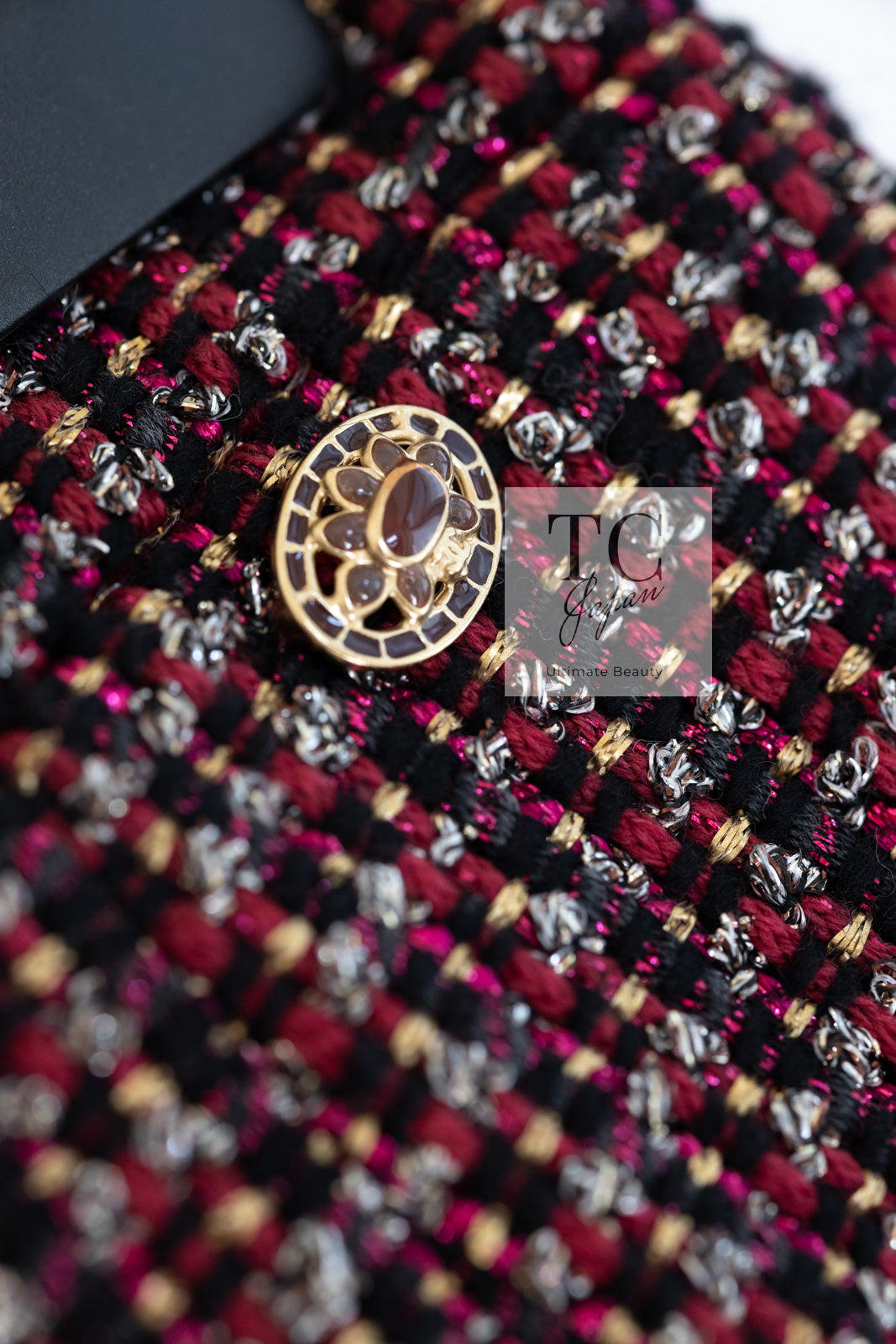 CHANEL 12PF Burgundy Wine Red Griopix Jacket Skirt Suit 34 シャネル バーガンディー ワイン レッド グリポア宝石ボタン ジャケット スカート スーツ 即発