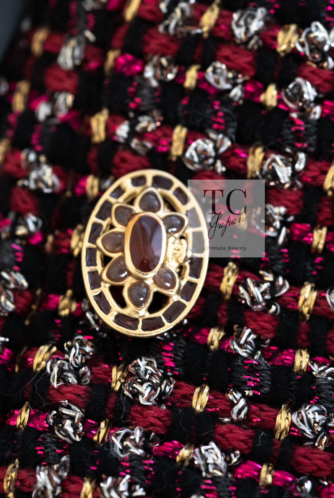CHANEL 12PF Burgundy Wine Red Griopix Jacket Skirt Suit 34 シャネル バーガンディー ワイン レッド グリポア宝石ボタン ジャケット スカート スーツ 即発