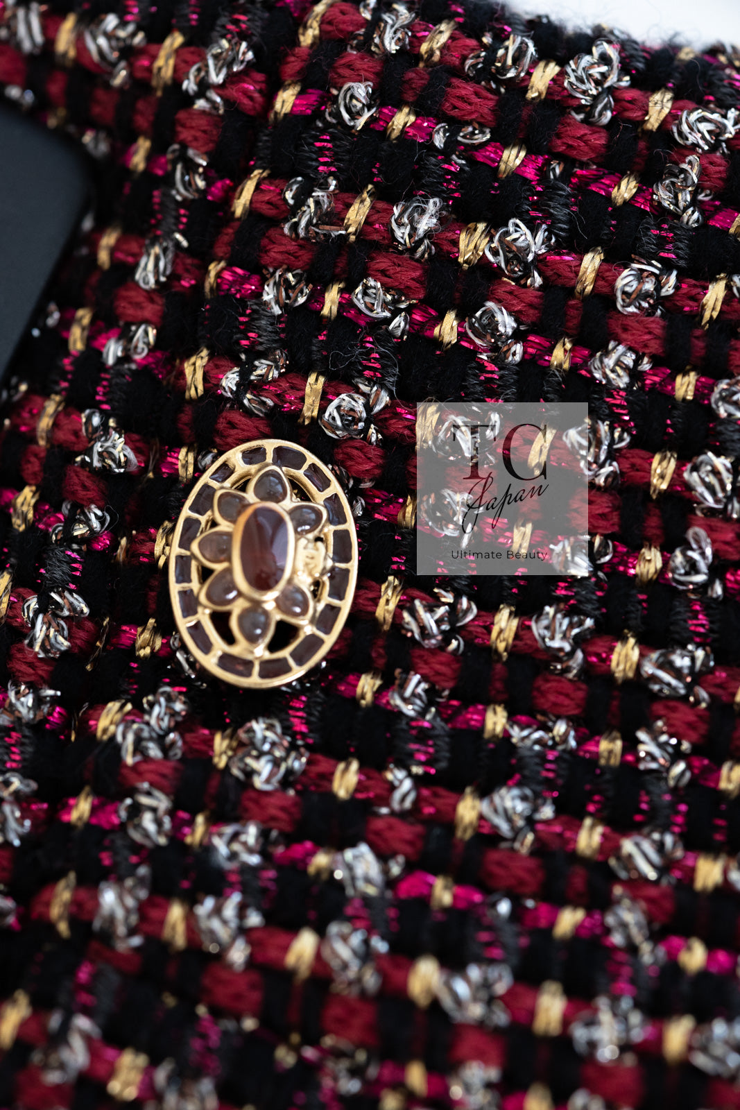 CHANEL 12PF Burgundy Wine Red Griopix Jacket Skirt Suit 34 シャネル バーガンディー ワイン レッド グリポア宝石ボタン ジャケット スカート スーツ 即発