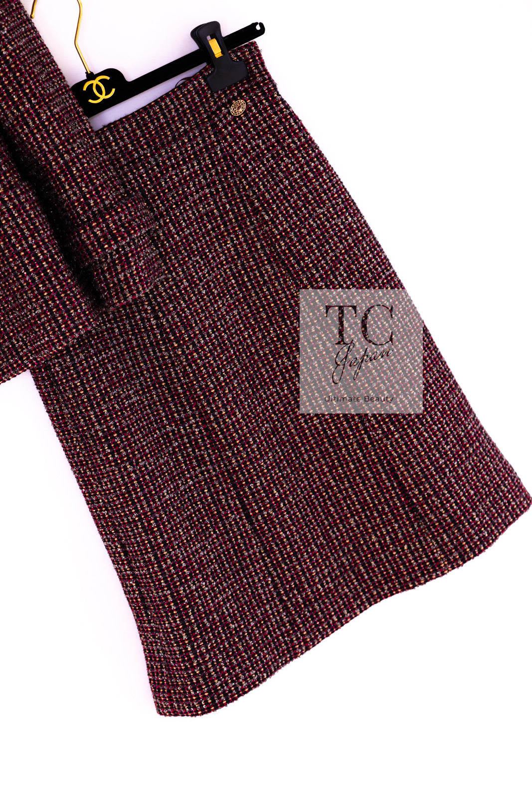 CHANEL 12PF Burgundy Wine Red Griopix Jacket Skirt Suit 34 シャネル バーガンディー ワイン レッド グリポア宝石ボタン ジャケット スカート スーツ 即発
