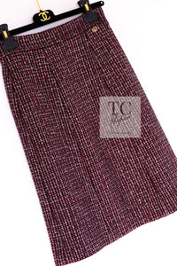 CHANEL 12PF Burgundy Wine Red Griopix Jacket Skirt Suit 34 シャネル バーガンディー ワイン レッド グリポア宝石ボタン ジャケット スカート スーツ 即発