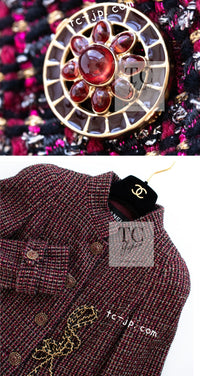 CHANEL 12PF Burgundy Wine Red Griopix Jacket Skirt Suit 34 シャネル バーガンディー ワイン レッド グリポア宝石ボタン ジャケット スカート スーツ 即発