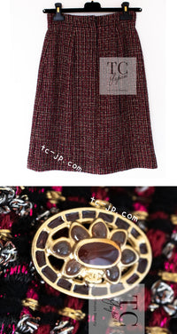 CHANEL 12PF Burgundy Wine Red Griopix Jacket Skirt Suit 34 シャネル バーガンディー ワイン レッド グリポア宝石ボタン ジャケット スカート スーツ 即発