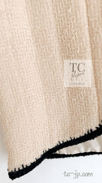 CHANEL 06PF Ivory Black Trim Boucle Tweed Jacket Skirt Suit 38 40 シャネル アイボリー ブラック トリミング ブークレ ツイード ジャケット スカート スーツ 即発