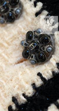 CHANEL 06PF Ivory Black Trim Boucle Tweed Jacket Skirt Suit 38 40 シャネル アイボリー ブラック トリミング ブークレ ツイード ジャケット スカート スーツ 即発