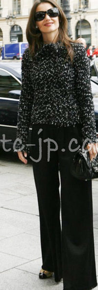 CHANEL 06A Black Purple Wool Cotton Mohair Ribbon Tweed Jacket Skirt Suit 34 36 シャネル ブラック パープル ウール コットン モヘア リボン ツイード ジャケット スカート スーツ 即発