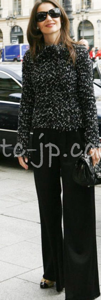 CHANEL 06A Black Purple Wool Cotton Mohair Ribbon Tweed Jacket Skirt Suit 34 36 シャネル ブラック パープル ウール コットン モヘア リボン ツイード ジャケット スカート スーツ 即発