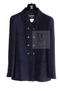 CHANEL 96S Vintage Navy Double Wool Tweed Dress Jacket Setup 38 シャネル ヴィンテージ ネイビー ウール ツイード ワンピース ジャケット セットアップ 即発