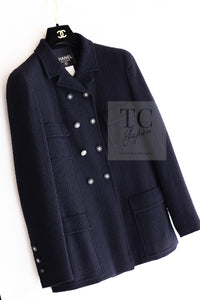 CHANEL 96S Vintage Navy Double Wool Tweed Dress Jacket Setup 38 シャネル ヴィンテージ ネイビー ウール ツイード ワンピース ジャケット セットアップ 即発