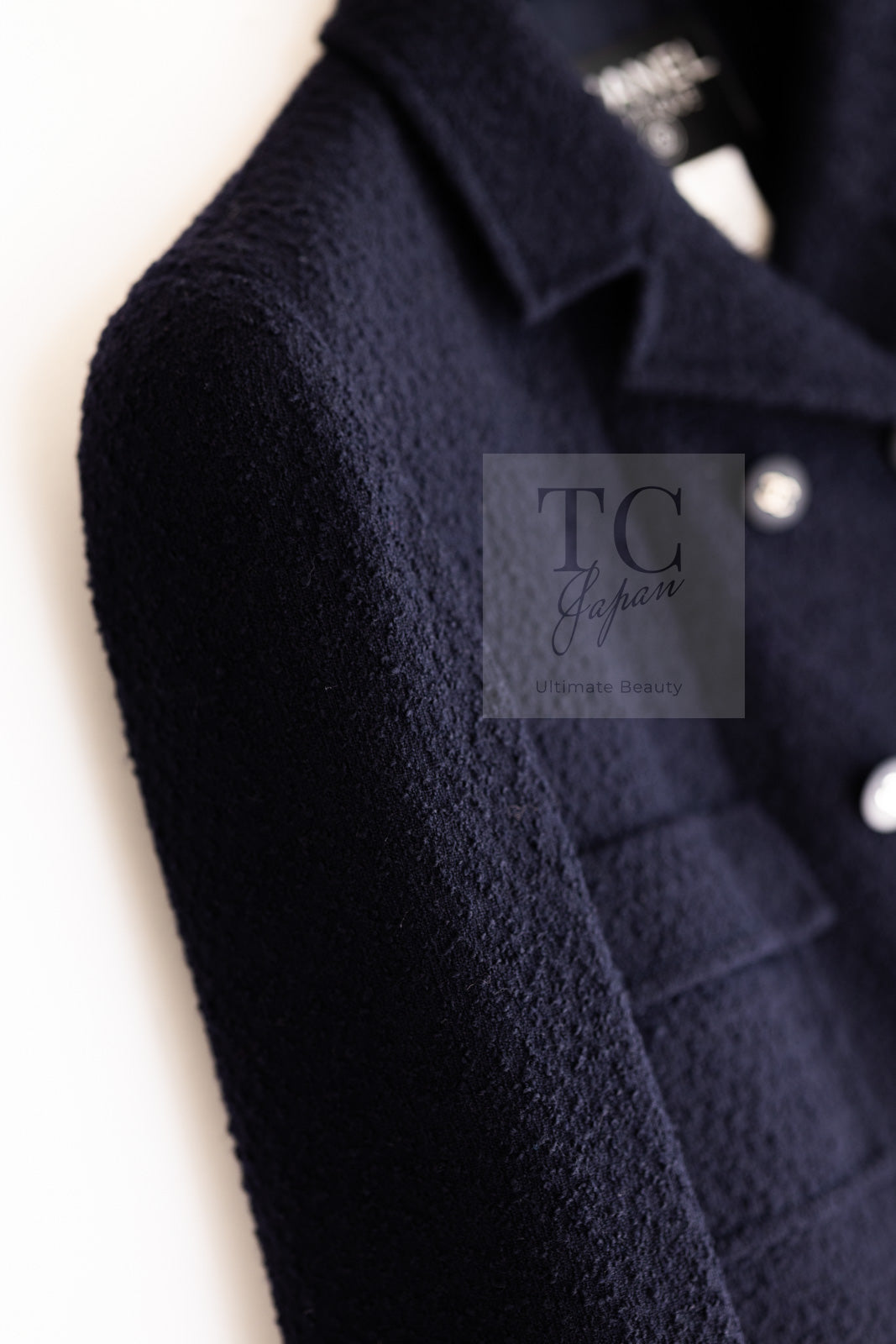 CHANEL 96S Vintage Navy Double Wool Tweed Dress Jacket Setup 38 シャネル ヴィンテージ ネイビー ウール ツイード ワンピース ジャケット セットアップ 即発
