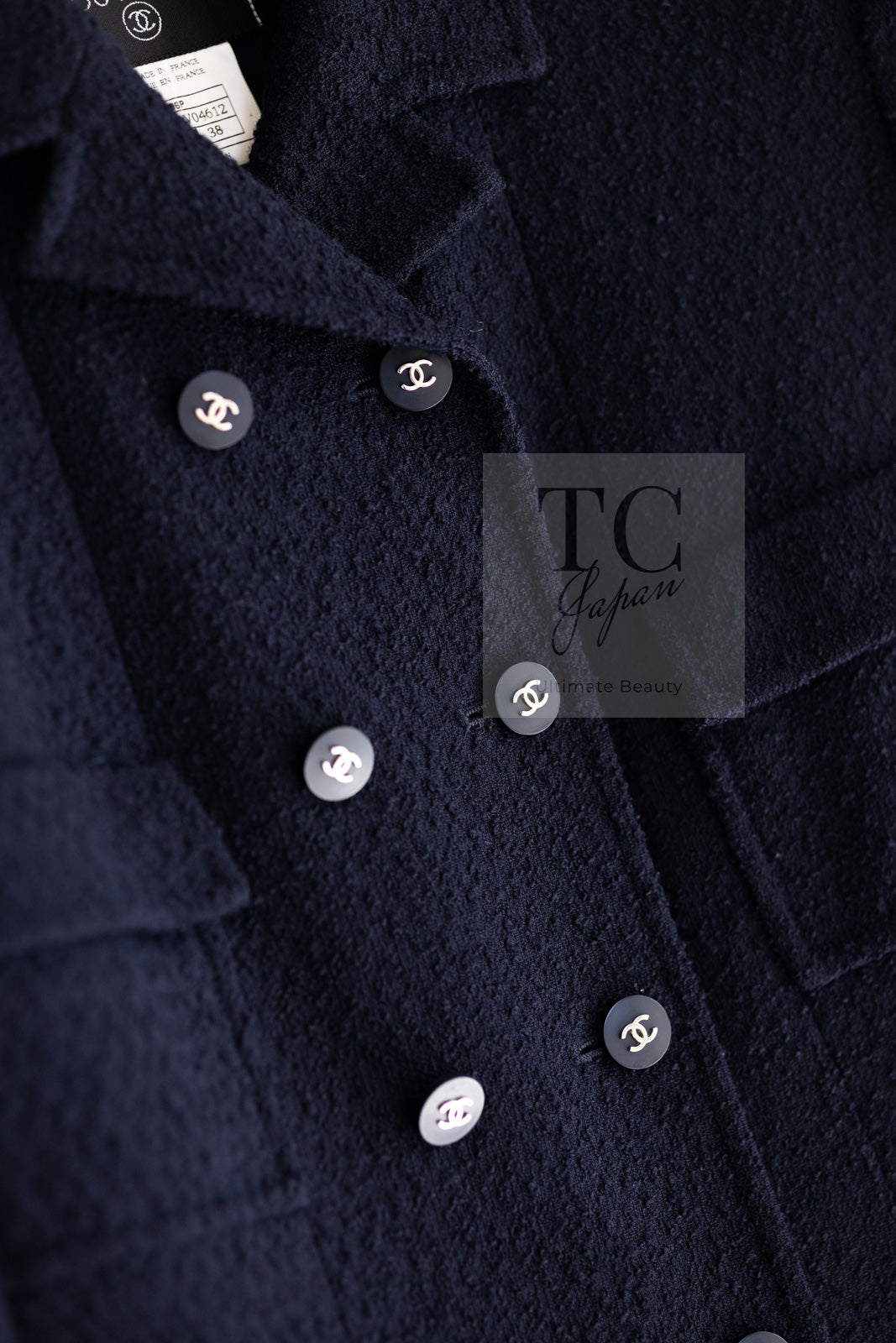 CHANEL 96S Vintage Navy Double Wool Tweed Dress Jacket Setup 38 シャネル ヴィンテージ ネイビー ウール ツイード ワンピース ジャケット セットアップ 即発