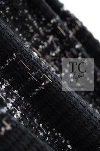 CHANEL 08C Black Beaded Chain Cotton Wool Tweed Jacket Skirt Suit 36 シャネル ブラック ビーズ チェーン コットン ウール ツイード ジャケット スカート スーツ 即発
