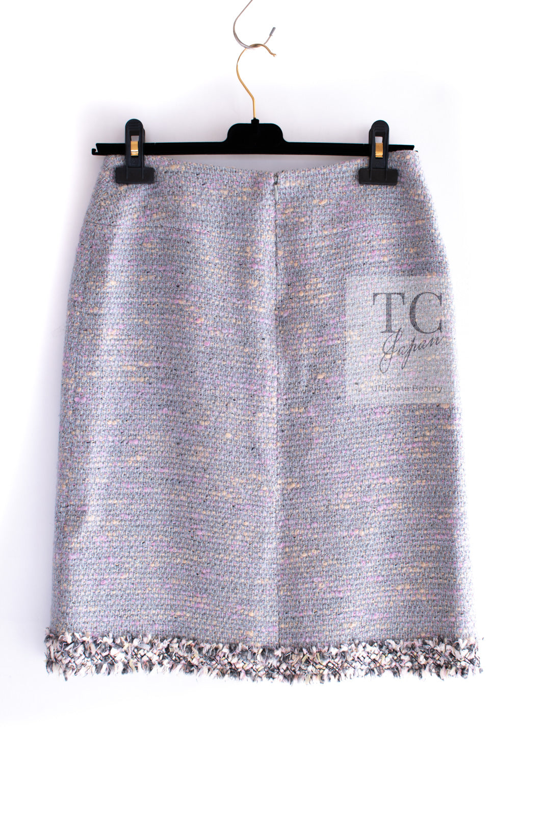 CHANEL 04A Gray Pink Lavender Multi Tweed Jacket Skirt Suit 38 シャネル グレー ピンク ラベンダー マルチカラー ツイード ジャケット スカート スーツ 即発