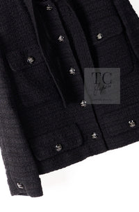 CHANEL 21C Black Bow CC Buttons Tweed Jacket Skirt Suit 38 シャネル ブラック リボン ココボタン ツイード ジャケット スカート スーツ 即発