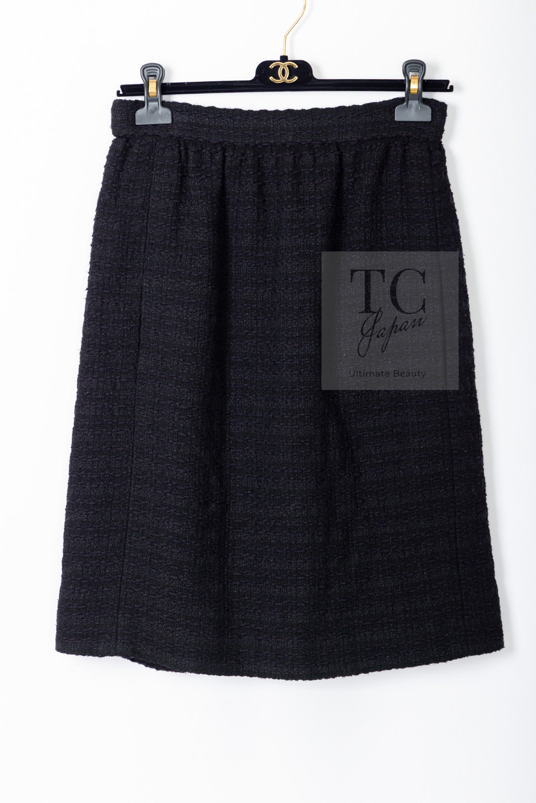 CHANEL 21C Black Bow CC Buttons Tweed Jacket Skirt Suit 38 シャネル ブラック リボン ココボタン ツイード ジャケット スカート スーツ 即発