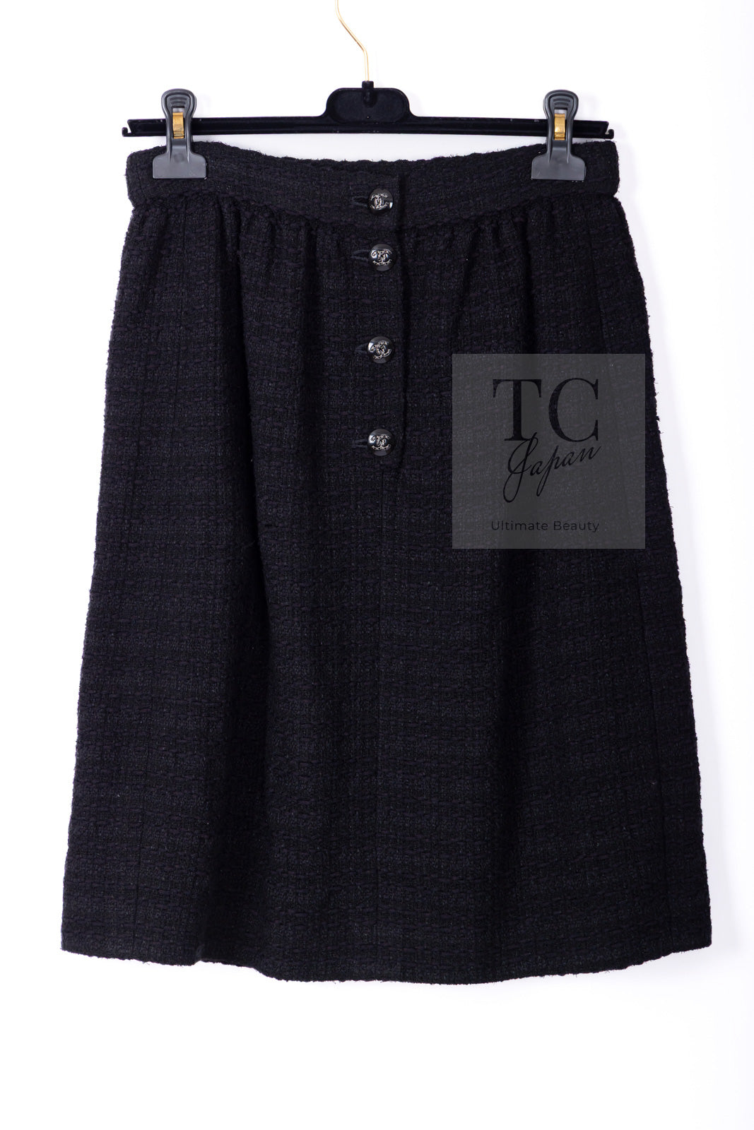 CHANEL 21C Black Bow CC Buttons Tweed Jacket Skirt Suit 38 シャネル ブラック リボン ココボタン ツイード ジャケット スカート スーツ 即発