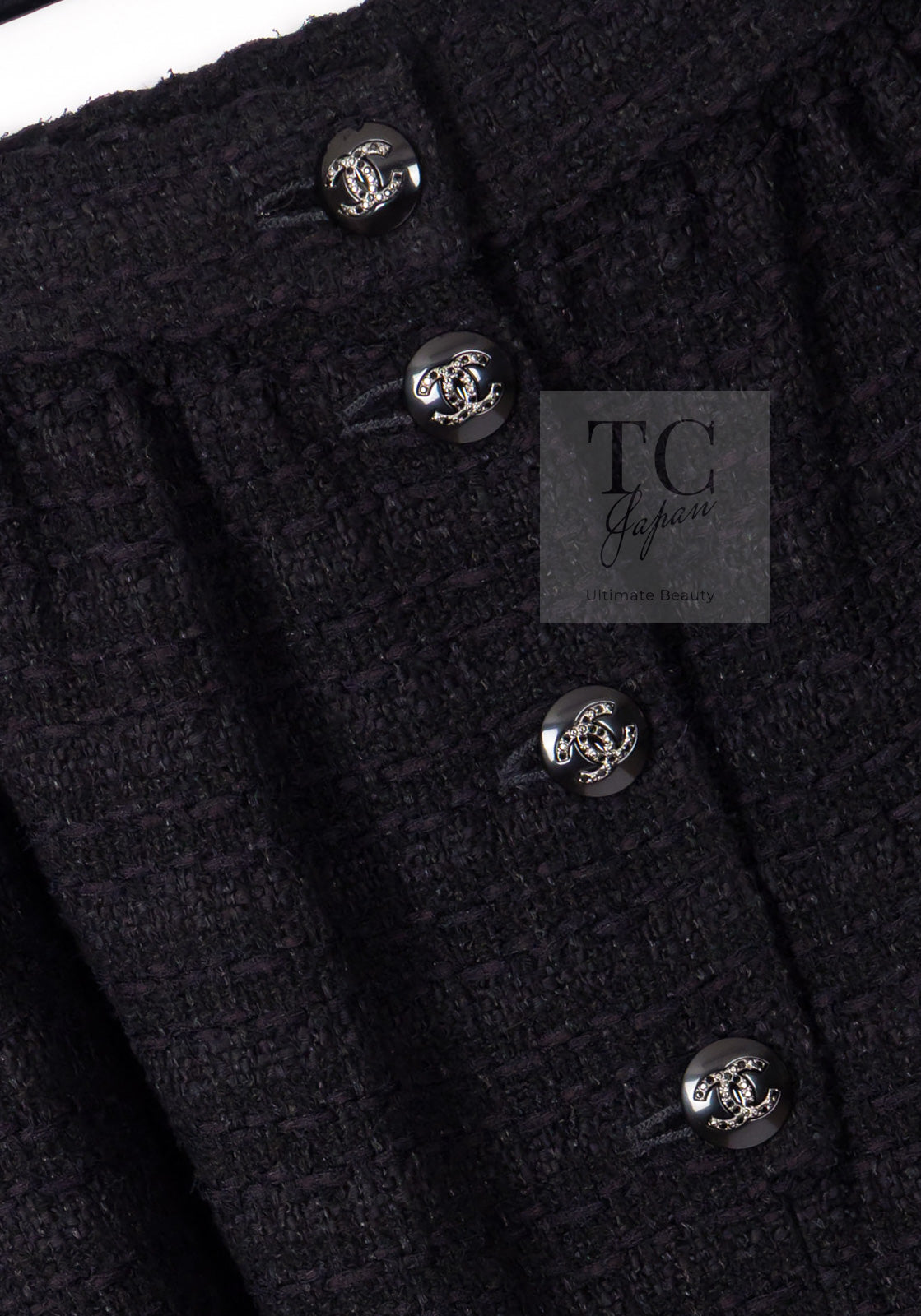 CHANEL 21C Black Bow CC Buttons Tweed Jacket Skirt Suit 38 シャネル ブラック リボン ココボタン ツイード ジャケット スカート スーツ 即発