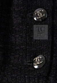 CHANEL 21C Black Bow CC Buttons Tweed Jacket Skirt Suit 38 シャネル ブラック リボン ココボタン ツイード ジャケット スカート スーツ 即発