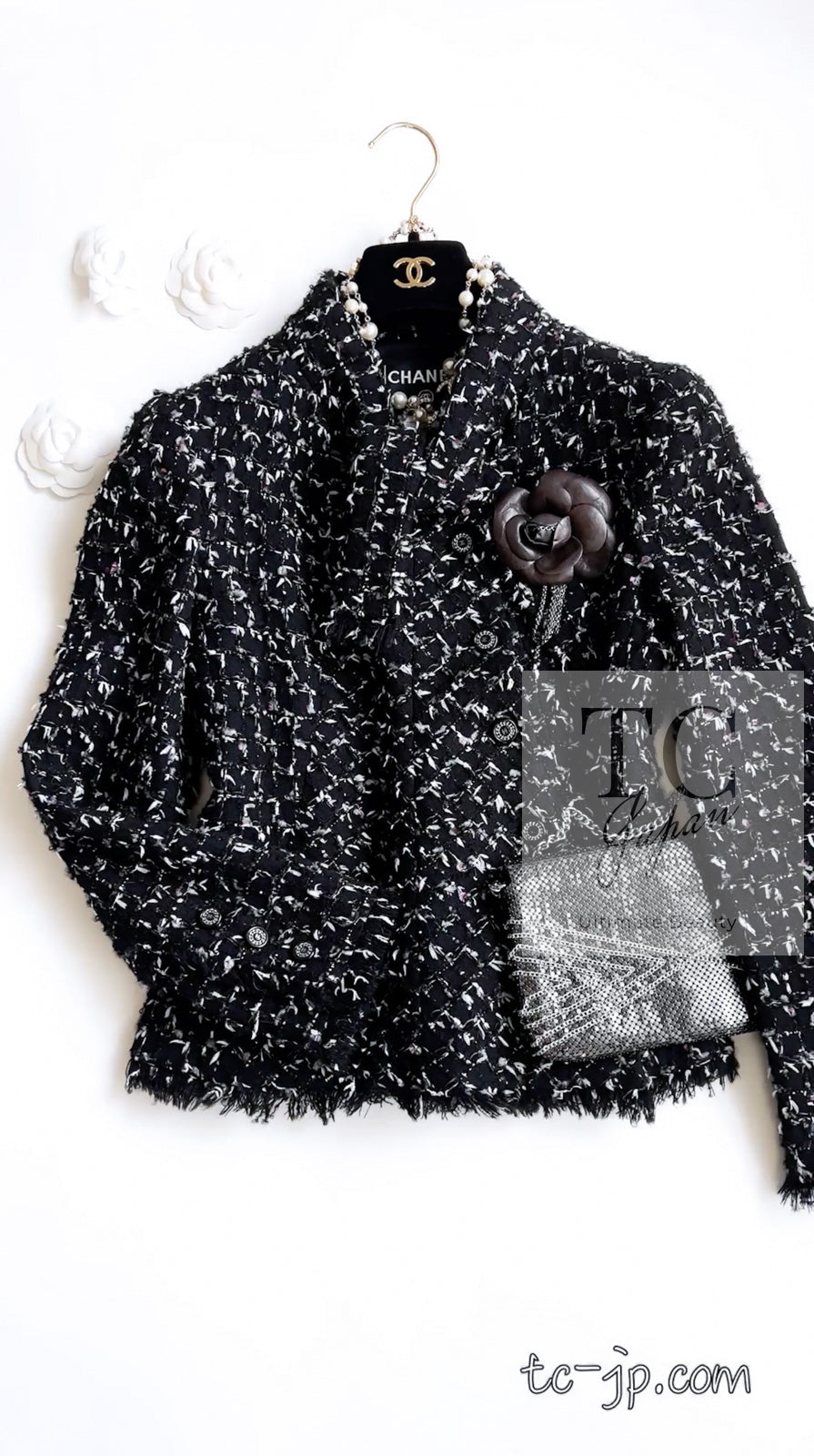 CHANEL 06A Black Purple Wool Cotton Mohair Ribbon Tweed Jacket Skirt Suit 34 36 シャネル ブラック パープル ウール コットン モヘア リボン ツイード ジャケット スカート スーツ 即発