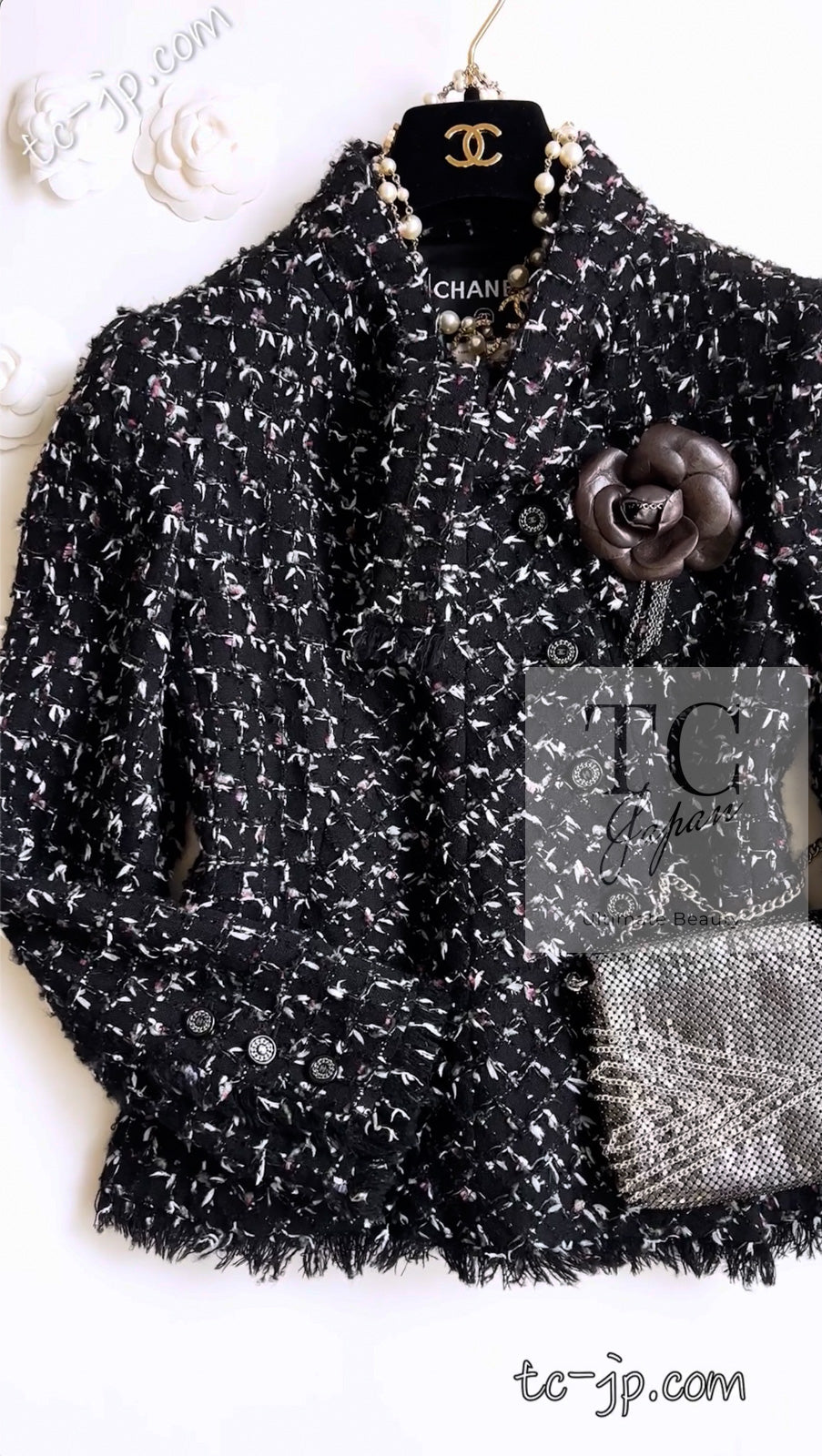 CHANEL 06A Black Purple Wool Cotton Mohair Ribbon Tweed Jacket Skirt Suit 34 36 シャネル ブラック パープル ウール コットン モヘア リボン ツイード ジャケット スカート スーツ 即発
