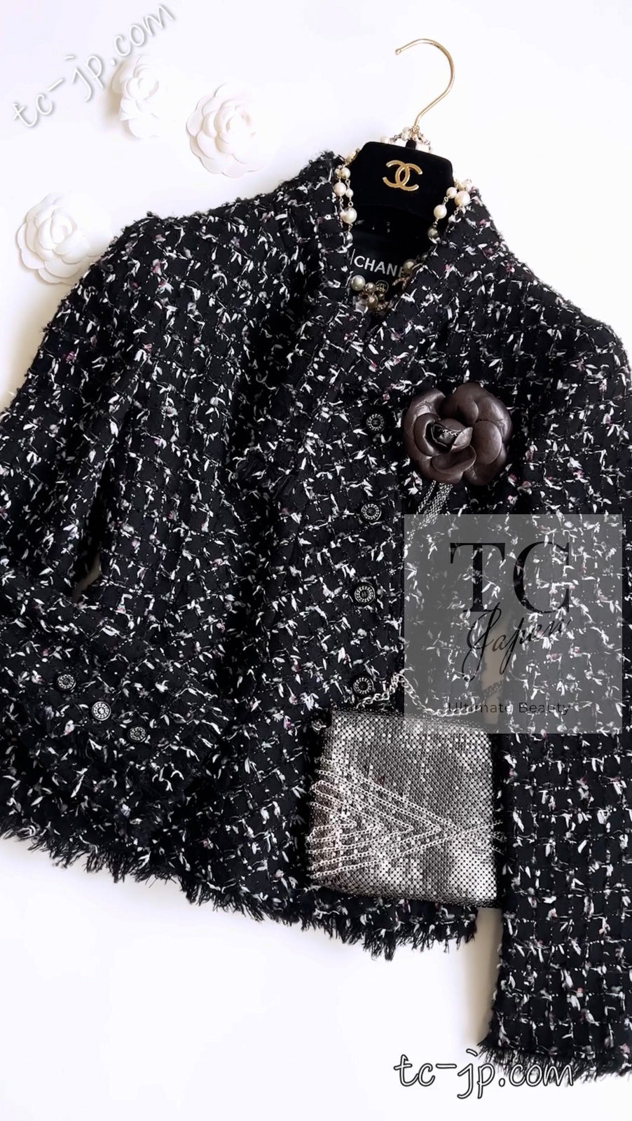 CHANEL 06A Black Purple Wool Cotton Mohair Ribbon Tweed Jacket Skirt Suit 34 36 シャネル ブラック パープル ウール コットン モヘア リボン ツイード ジャケット スカート スーツ 即発