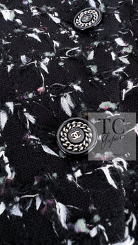 CHANEL 06A Black Purple Wool Cotton Mohair Ribbon Tweed Jacket Skirt Suit 34 36 シャネル ブラック パープル ウール コットン モヘア リボン ツイード ジャケット スカート スーツ 即発