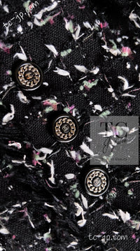 CHANEL 06A Black Purple Wool Cotton Mohair Ribbon Tweed Jacket Skirt Suit 34 36 シャネル ブラック パープル ウール コットン モヘア リボン ツイード ジャケット スカート スーツ 即発