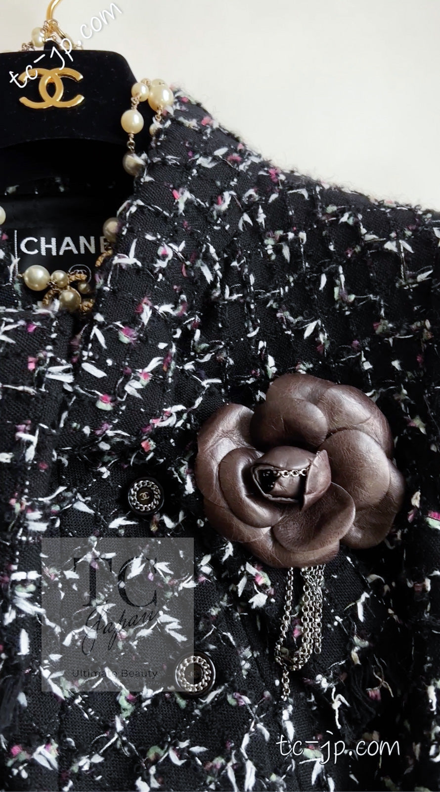 CHANEL 06A Black Purple Wool Cotton Mohair Ribbon Tweed Jacket Skirt Suit 34 36 シャネル ブラック パープル ウール コットン モヘア リボン ツイード ジャケット スカート スーツ 即発