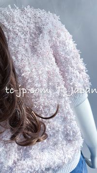 CHANEL 16C White Red Dot Ribbon Embellishments Knit Pullover Sweater Tops 40 42 シャネル ホワイト レッド ドット リボン ニット プルオーバー セーター トップス 即発