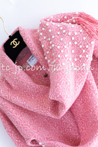 CHANEL 12PF Pink Ivory Scarf Gripoix Cashmere Knit Sweater 34 36 シャネル ピンク 桜さくらカラー マフラー付 グリポワ宝石  カシミヤ ニット セーター 即発