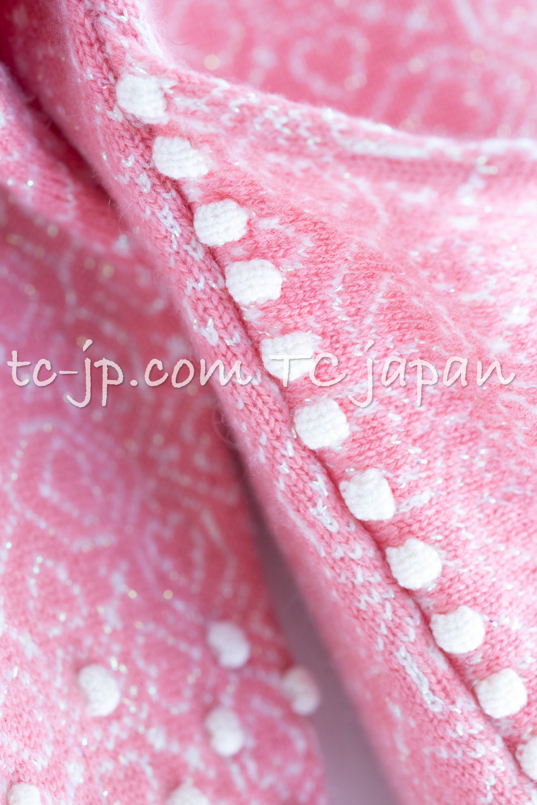 CHANEL 12PF Pink Ivory Scarf Gripoix Cashmere Knit Sweater 34 36 シャネル ピンク 桜さくらカラー マフラー付 グリポワ宝石  カシミヤ ニット セーター 即発