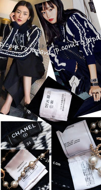 CHANEL 18PF Navy Ivory Wool Cashmere Knit Sweater 34 シャネル ネイビー アイボリー ウール カシミア ケーブル ニット セーター 即発