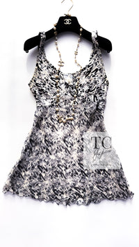 CHANEL 03S Ivory Black CC Logo Silk Tops 36 38 シャネル アイボリー ブラック CC ロゴ シルク トップス チュニック カットソー 即発