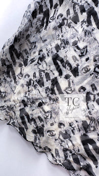 CHANEL 03S Ivory Black CC Logo Silk Tops 36 38 シャネル アイボリー ブラック CC ロゴ シルク トップス チュニック カットソー 即発