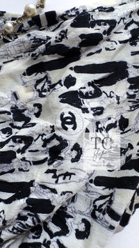CHANEL 03S Ivory Black CC Logo Silk Tops 36 38 シャネル アイボリー ブラック CC ロゴ シルク トップス チュニック カットソー 即発