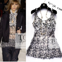 CHANEL 03S Ivory Black CC Logo Silk Tops 36 38 シャネル アイボリー ブラック CC ロゴ シルク トップス チュニック カットソー 即発